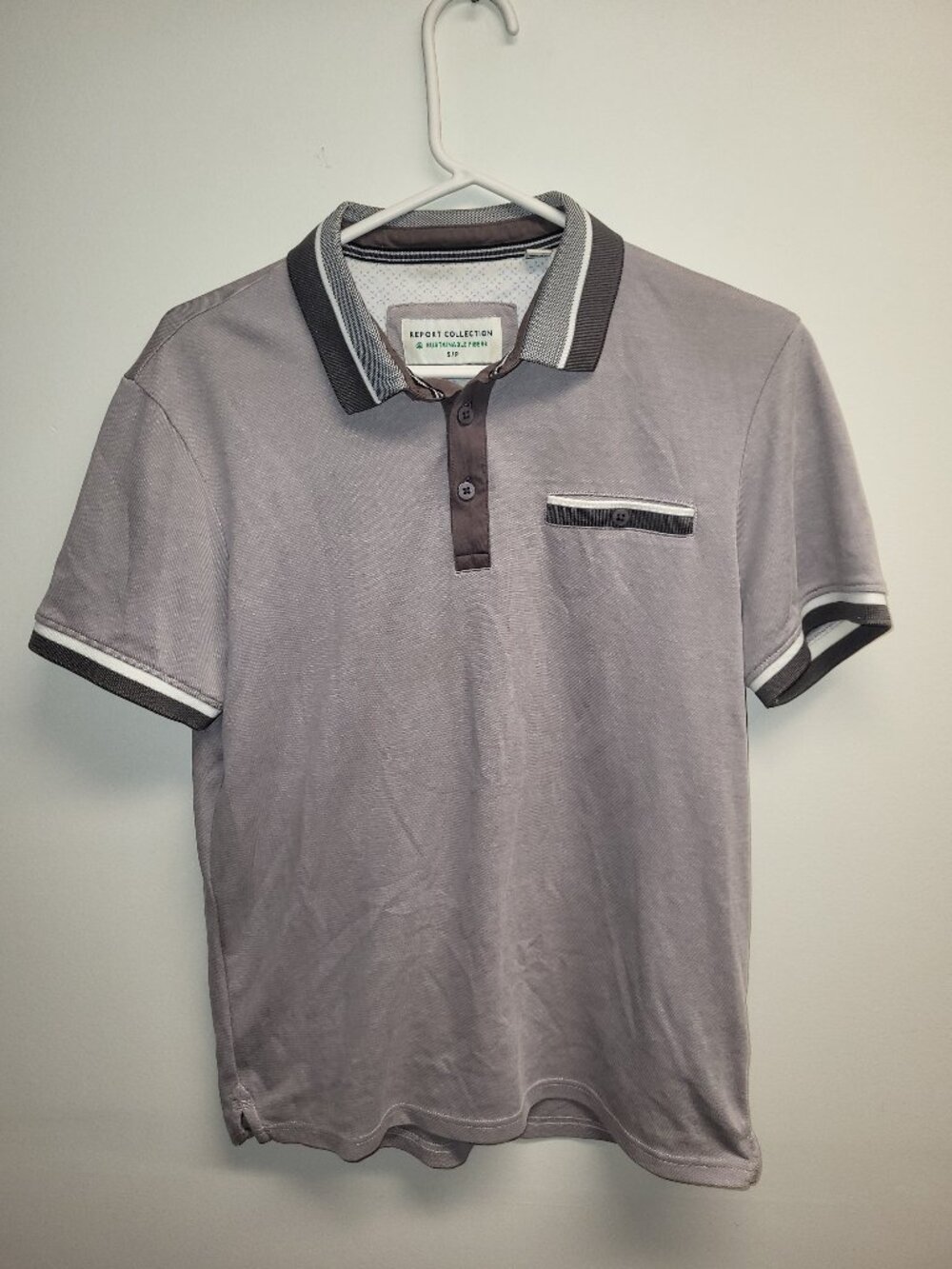 Report Collection Men's Sustainable Fibers Gray Polo Shirt Size Small S/P
